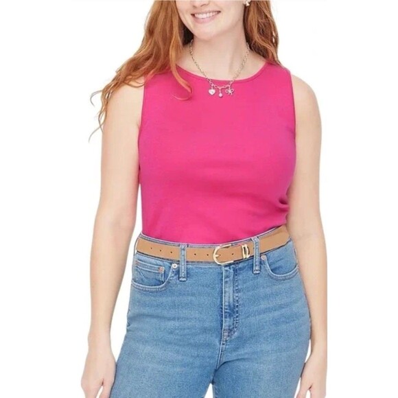 🌸 J.Crew Women's Shell Tank Top – Sweet Fuchsia – Size Large – $29.50 NWT - Picture 1 of 7